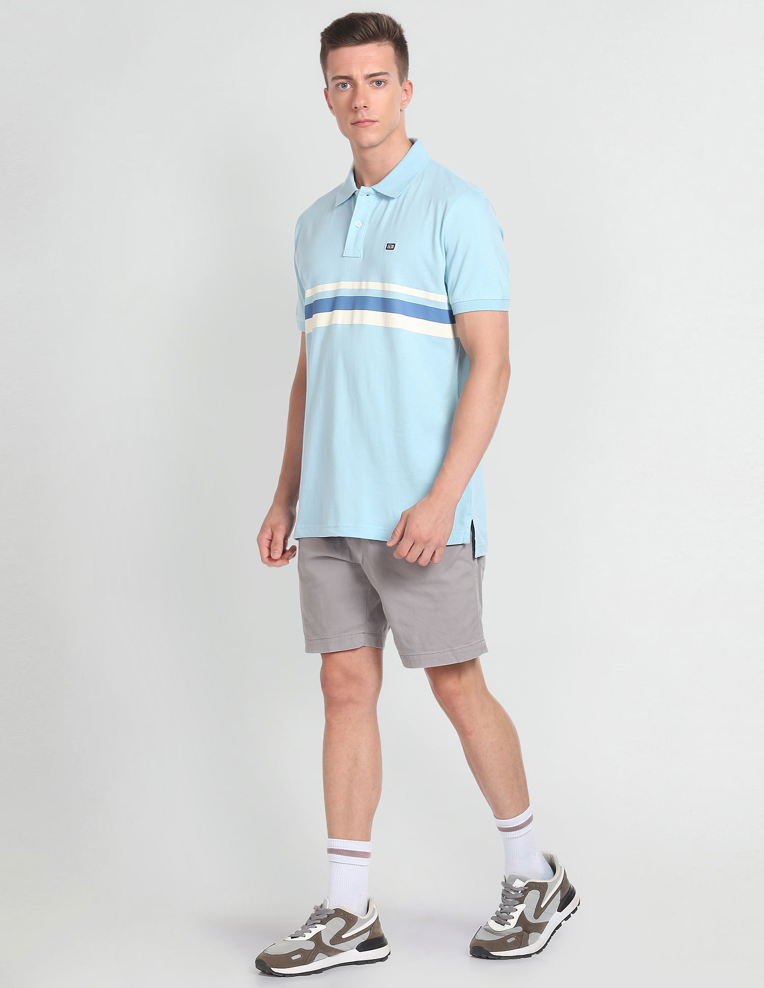 Arrow Sports Horizontal Stripe Cotton Polo Shirt