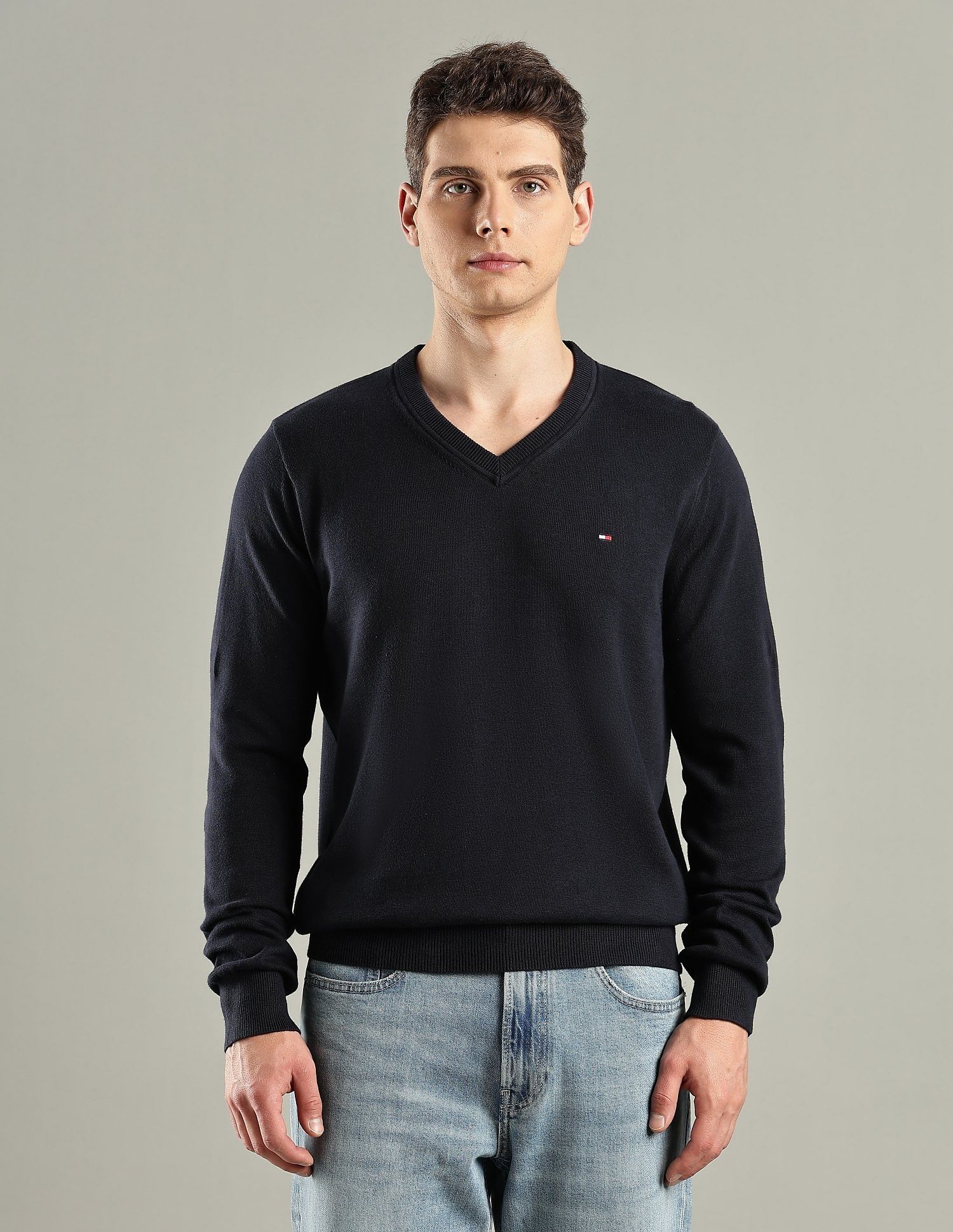 Tommy Hilfiger Solid Regular-Fit Cotton Sweater