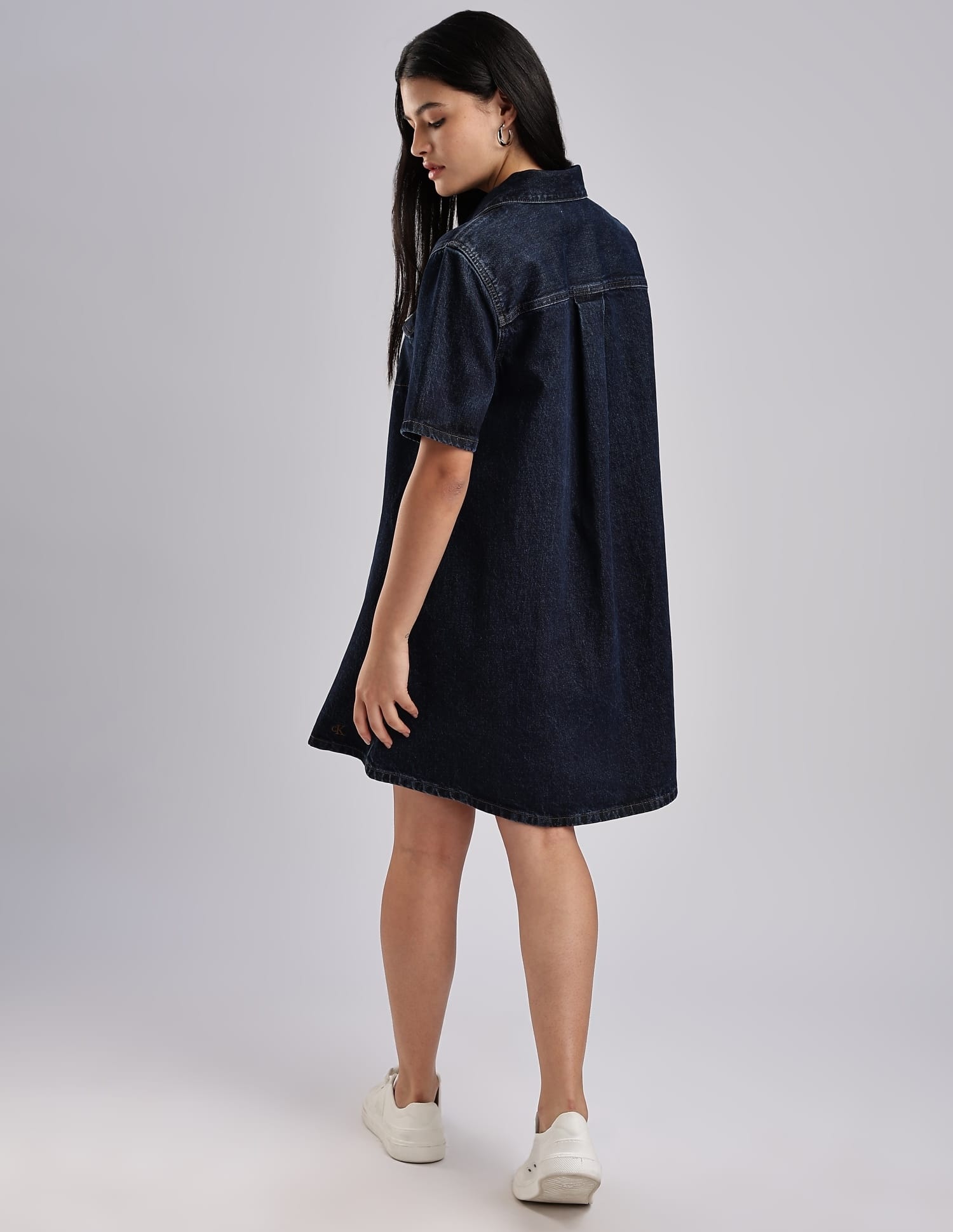 Buy Calvin Klein Jeans Cotton Spread Collar Denim Dress - NNNOW.com