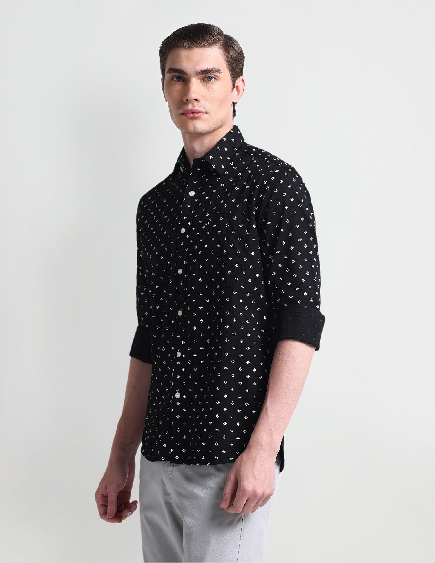 Arrow Sport Geometric Print Dobby Shirt