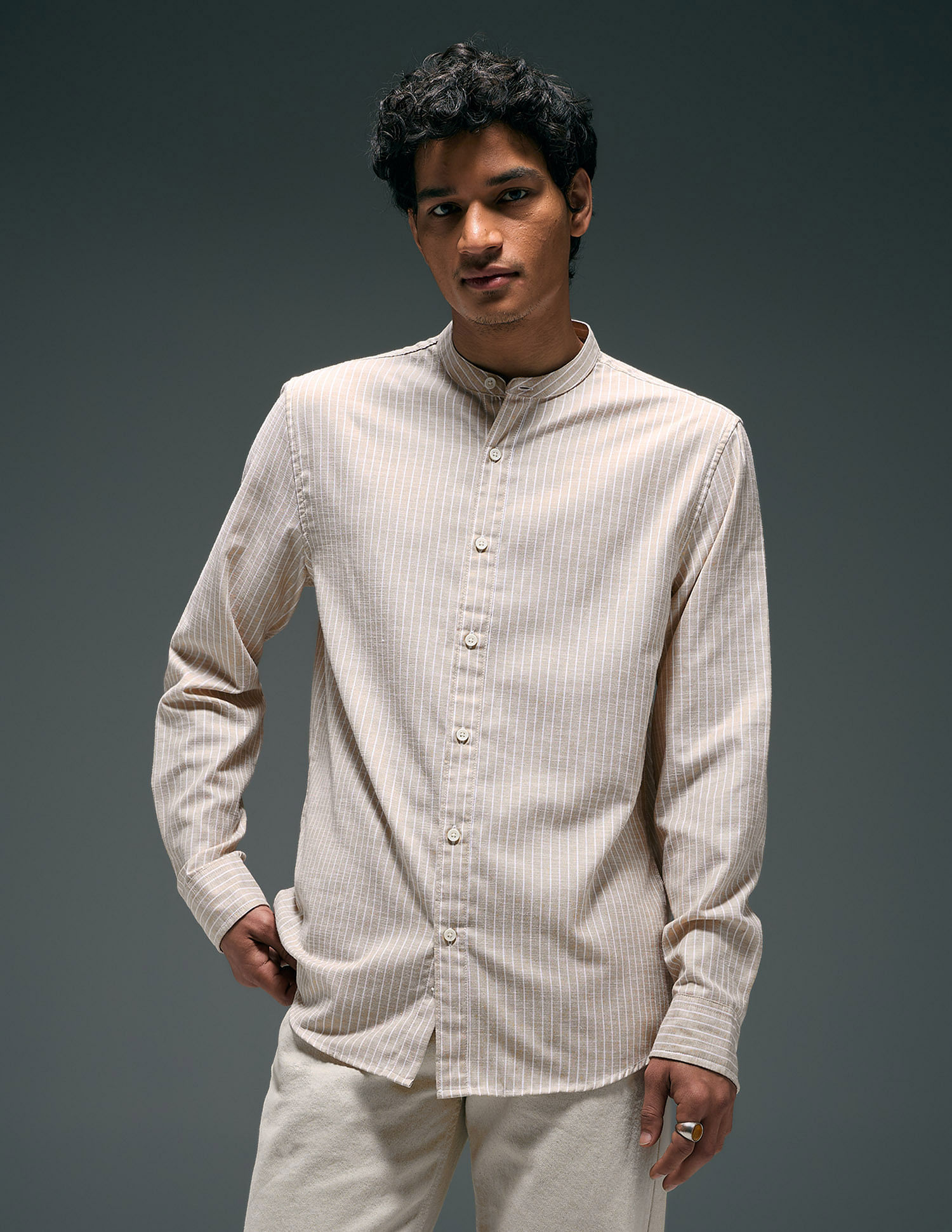 Flying Machine Vertical Striped Regular Fit Shirt