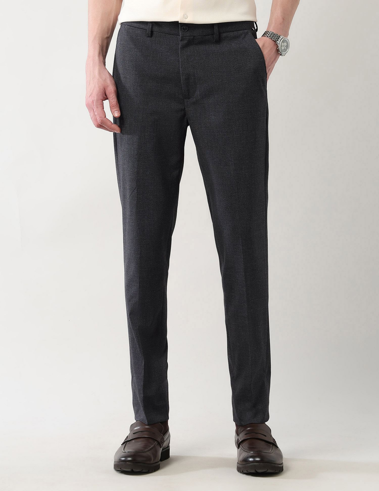 Arrow Newyork Mid Rise Slim Fit Autoflex Trousers