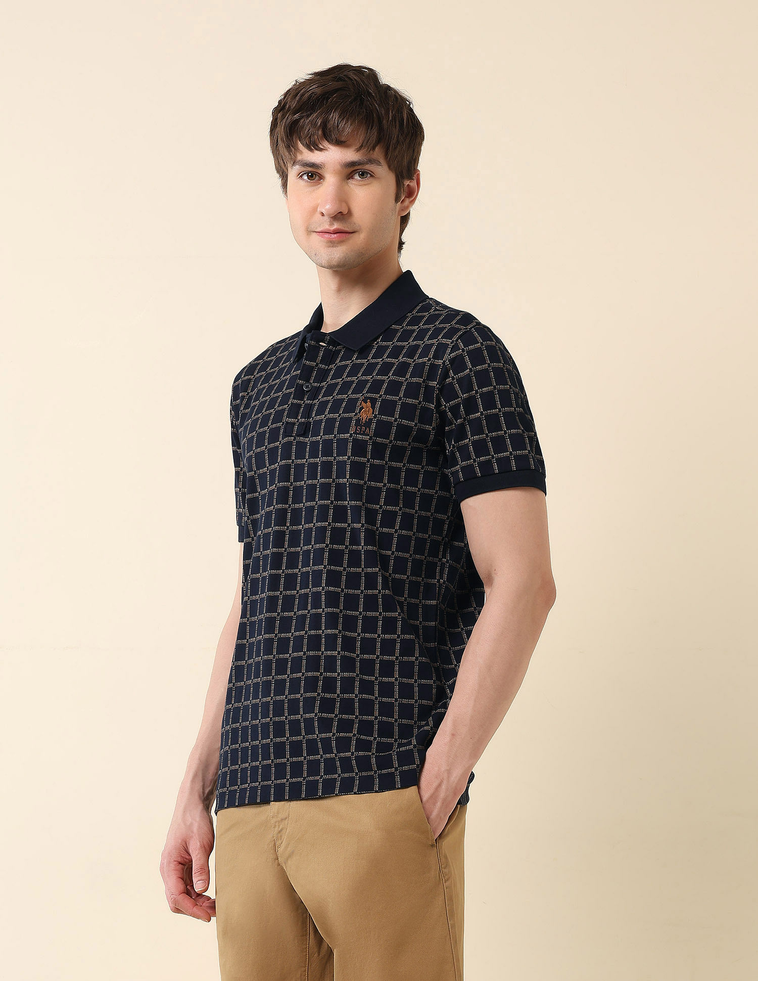 U.S. Polo Assn. Brand Printed Gold Cup Polo Shirt
