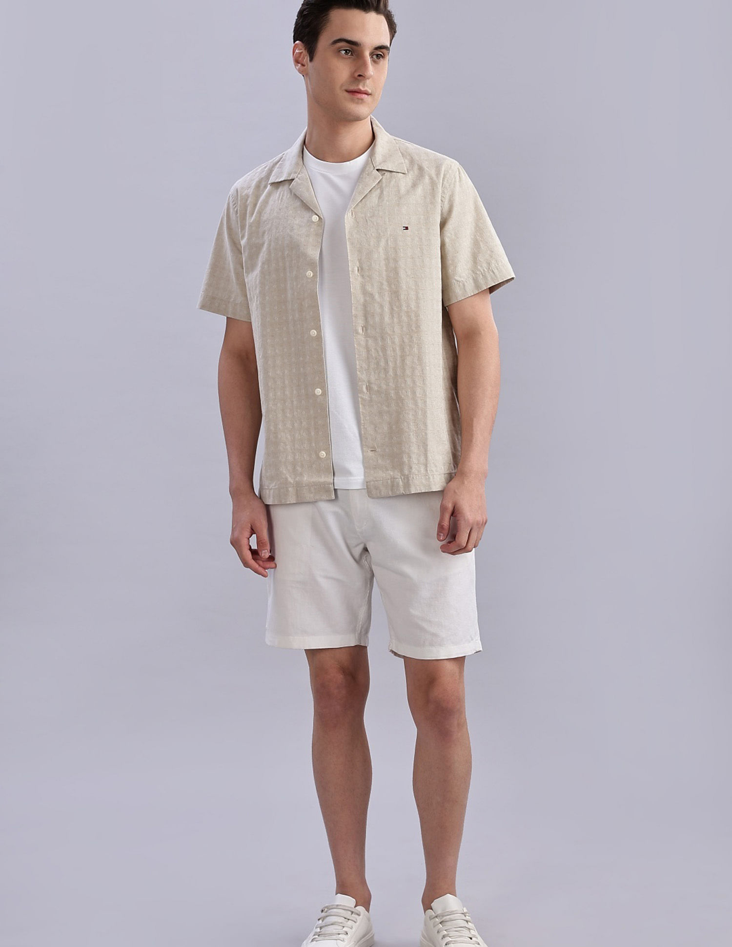 Tommy Hilfiger Textured Regular Fit Plain Woven Shirt