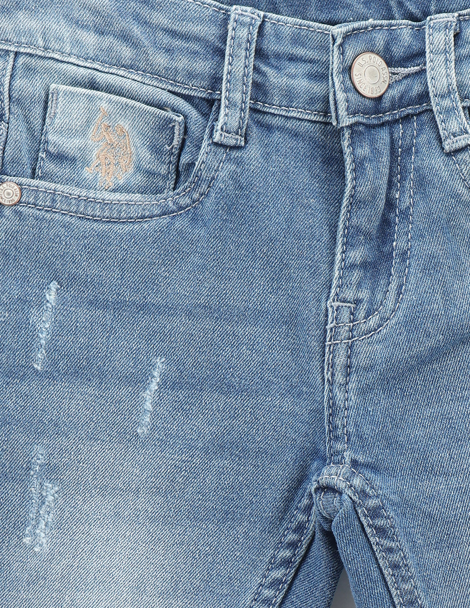 U.S. Polo Assn. Kids Boys Slim Fit Lightly Distressed Jeans