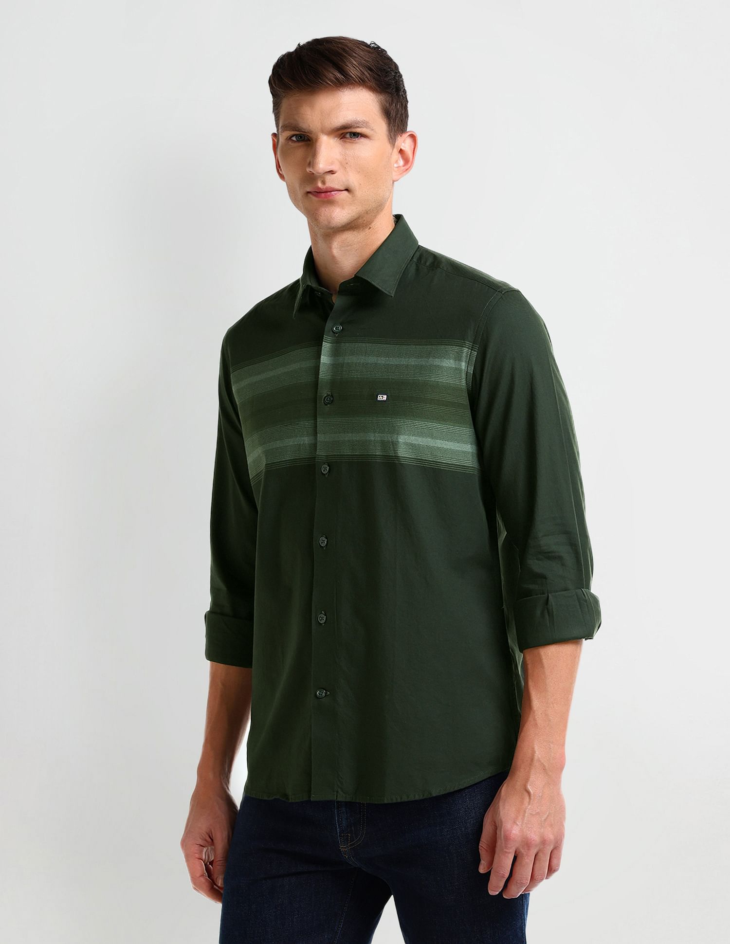 Arrow Sport Horizontal Striped Cotton Shirt