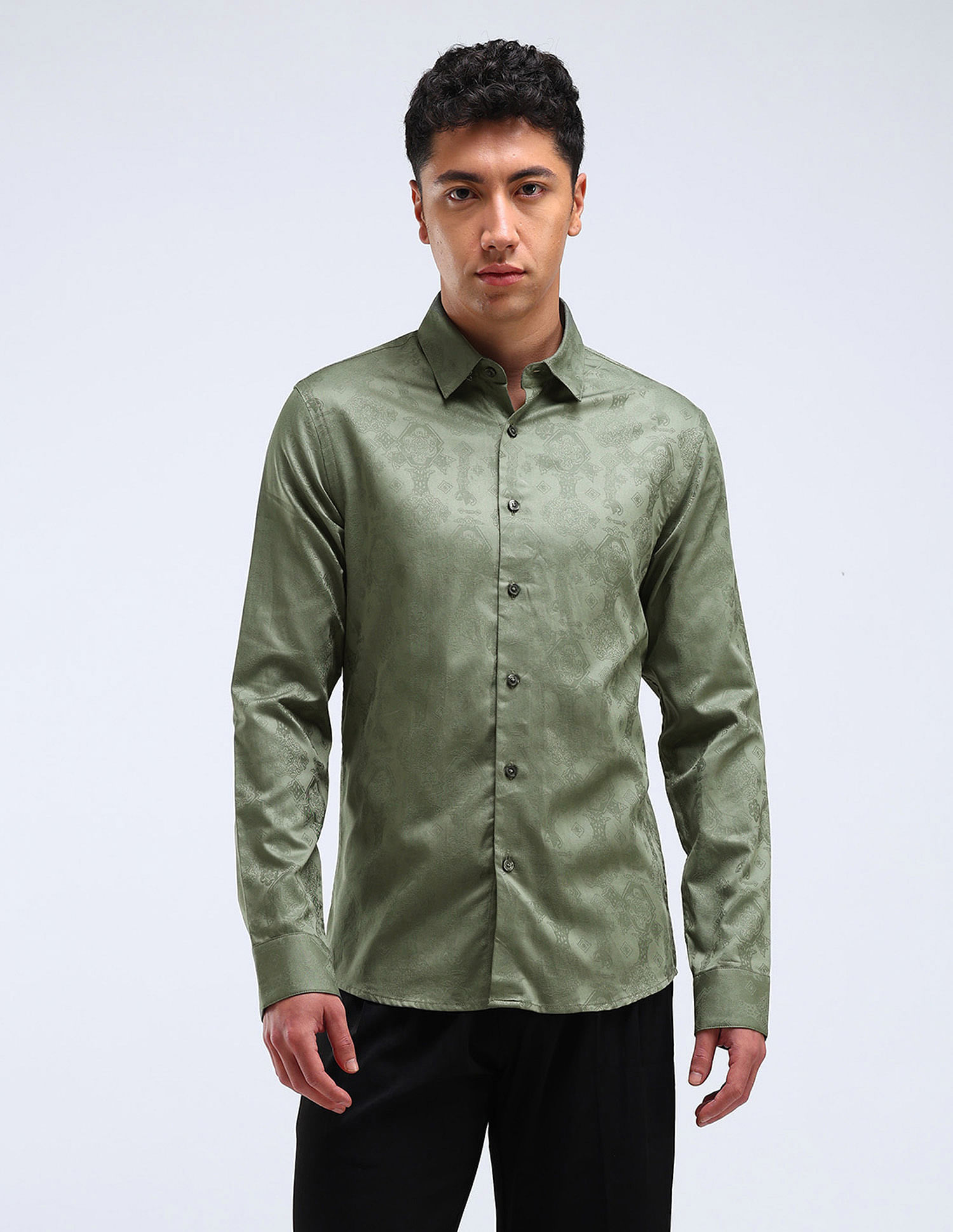 Flying Machine Slim Fit Jacquard Shirt