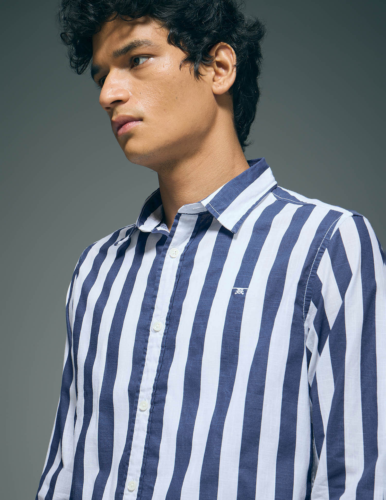 Flying Machine Vertical Stripe Pure Cotton Shirt