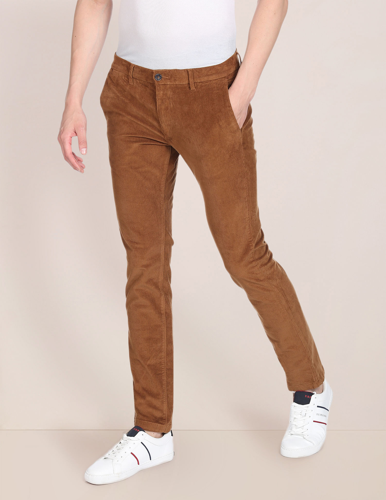 Straight Corduroy Trousers in Beige | blonde gone rogue