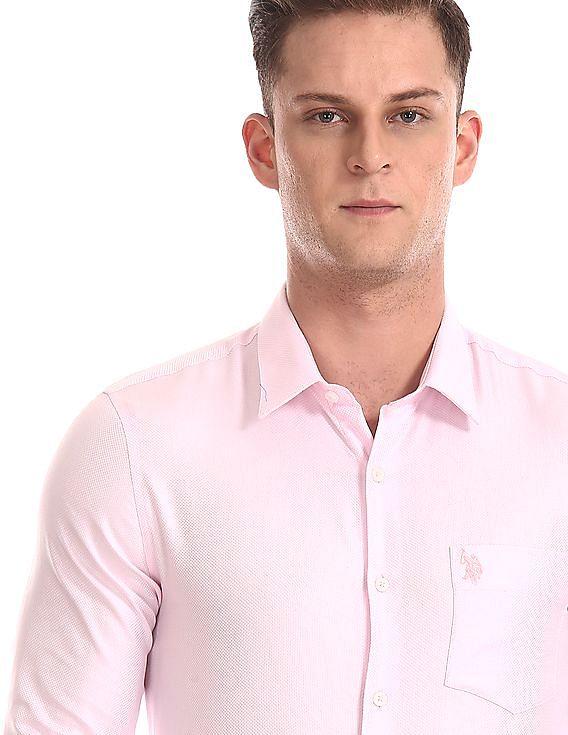 USPA Tailored French Placket Patterned Shirt