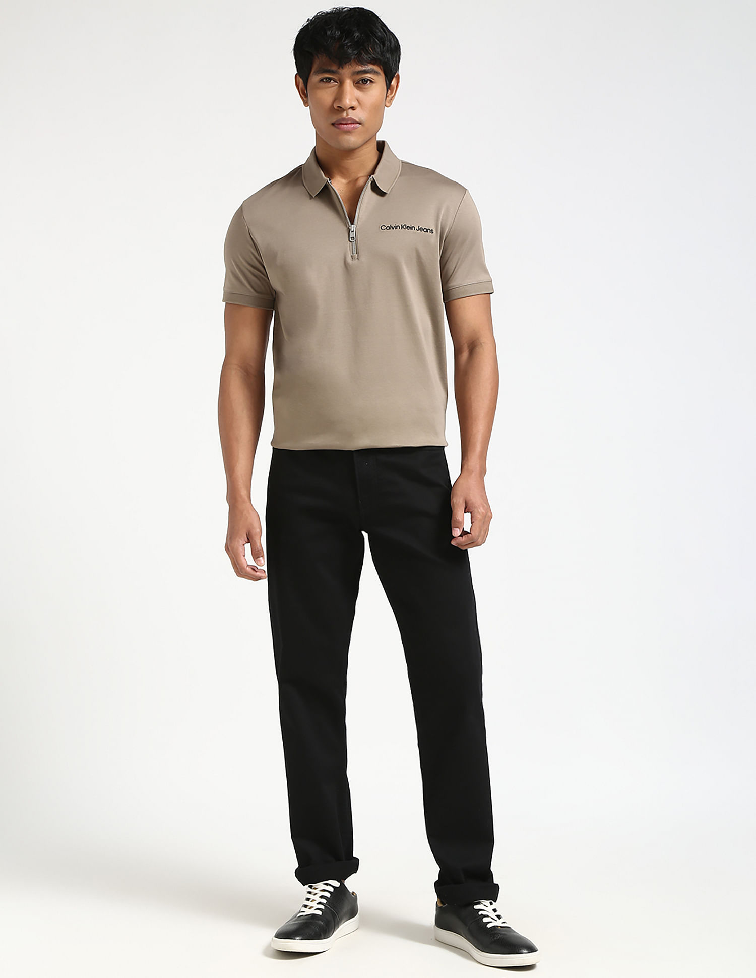 Calvin Klein Regular Half Zip Cotton Polo Shirt