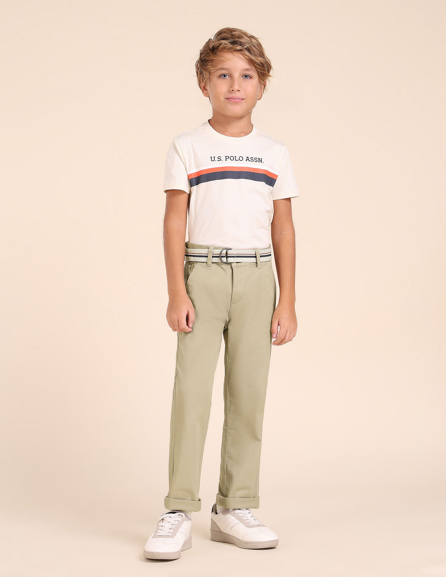 U.S. Polo Assn. Kids Boys Pure Cotton Slim Fit Trousers
