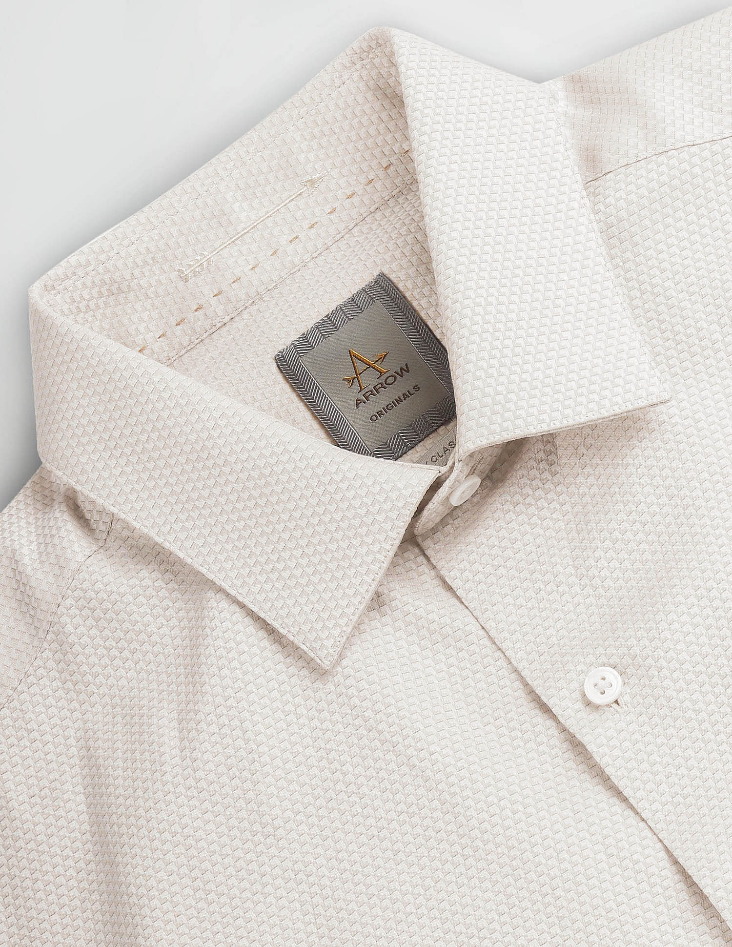 Arrow Patterned Weave Cotton Silk Shirt