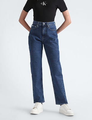 Buy GREEN CASUAL HIGH-WAIST MOM JEANS for Women Online in India