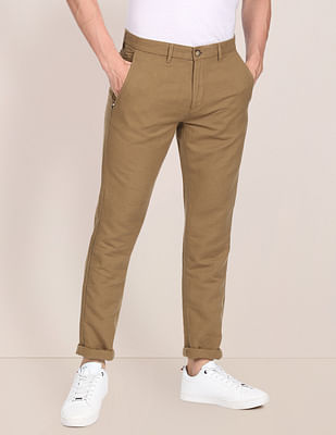 U S Polo Assn Mid Rise Solid Casual Trousers