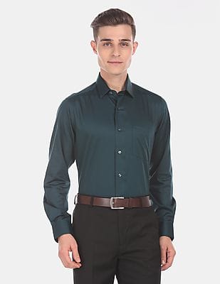 Buy Arrow Men Dark Green Regular Fit 