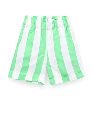 U S Polo Assn Kids Girls Vertical Stripe Shorts