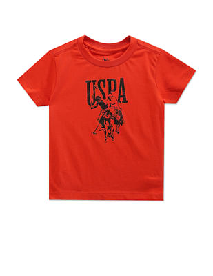 U S Polo Assn Kids Boys Cotton Brand Print T-Shirt