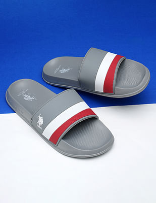 U S Polo Assn Men Brand Stripe Vamp Strap Cornex 4.0 Slides