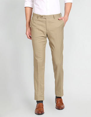 Arrow Tailored Regular Fit Solid Formal Trousers