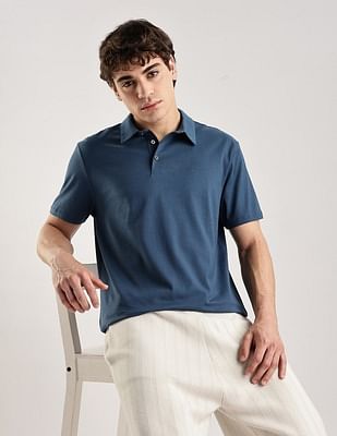 Solid Regular-Fit Cotton Polo T-Shirt