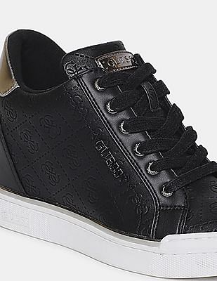 Buy GUESS Women Black Flowurs Logo Debossed Sneakers NNNOW