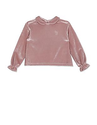 U S Polo Assn Kids Peter Pan Collar Velvet Top