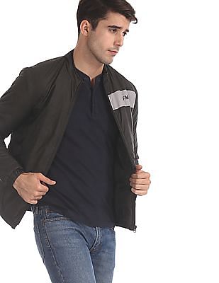 flying machine black solid jacket