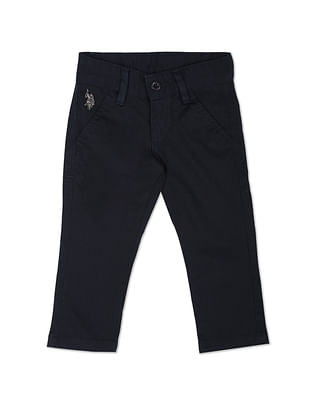 U S Polo Assn Kids Mid Rise Dobby Weave Solid Trousers