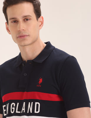 Buy U.S. Polo Assn. England Flag Embroidered Pique Polo Shirt