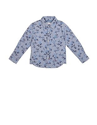 U S Polo Assn Kids Boys Spread Collar Printed Shirt