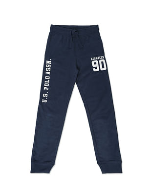 U S Polo Assn Kids Boys Navy Mid Rise Solid Joggers