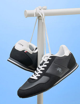 U S Polo Assn Men Sorrento Black Retro Sneakers