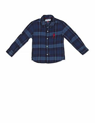 U S Polo Assn Kids Boys Spread Collar Check Shirt