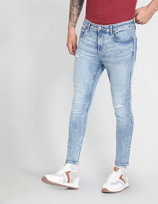 Flying Machine Morrison Skinny Cropped Fit Distressed Jeans