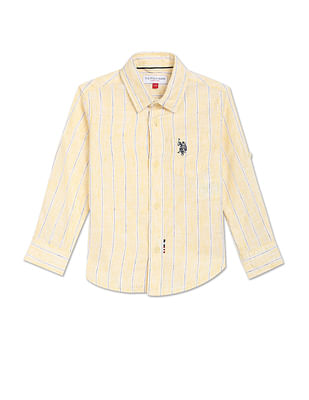 U S Polo Assn Kids Boys Vertical Stripe Cotton Shirt