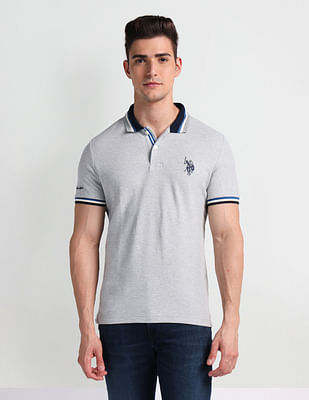 U S Polo Assn Denim Co Muscle Fit Heathered Polo Shirt