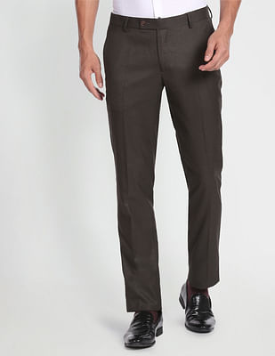 Arrow Tailored Regular Fit Solid Formal Trousers