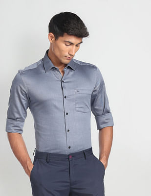 Arrow Patterned Dobby Slim Formal Shirt