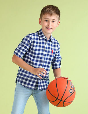 U S Polo Assn Kids Boys Regular Fit Checked Shirt