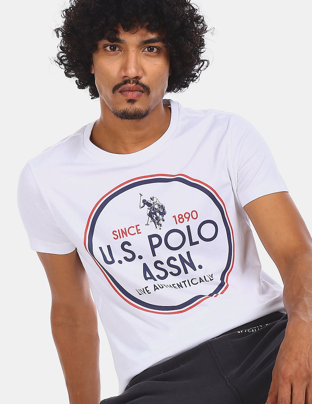 Buy U.S. Polo Assn. Men White Cotton Brand Print T-Shirt - NNNOW.com