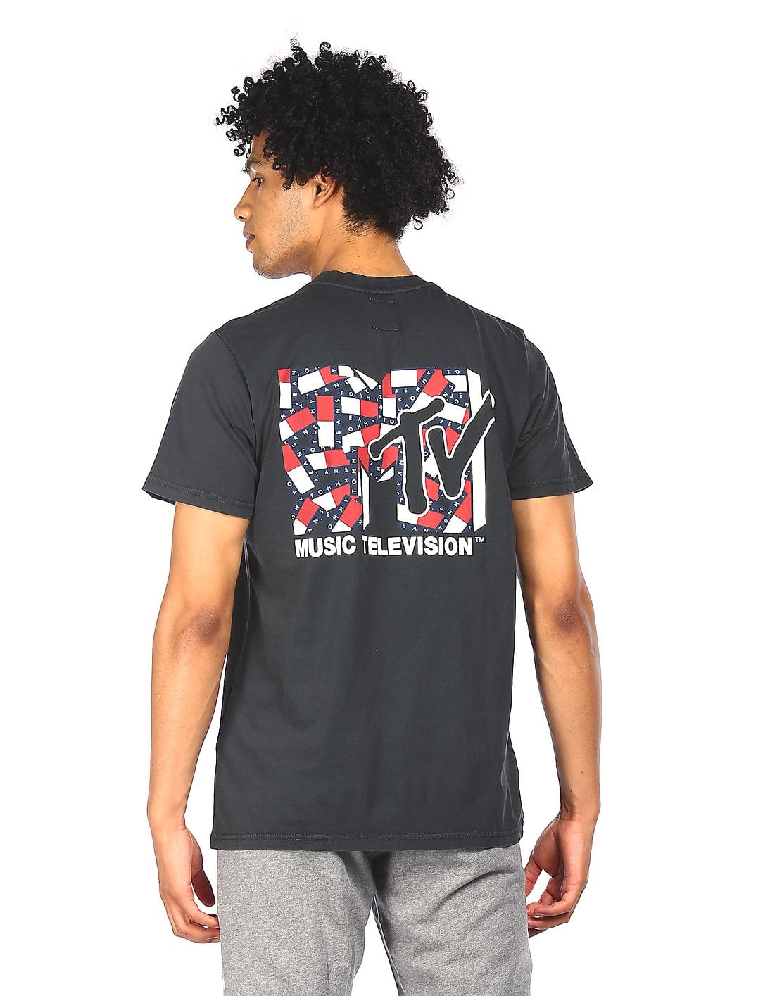 Noir MTV Logo Guépard Imprimé Graphique Hauts T Shirt Hommes S 5XL US 100% Haut - Foto 2