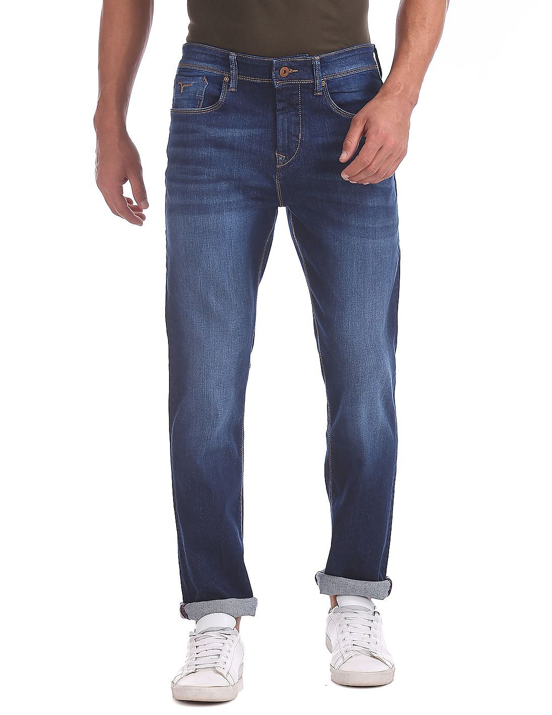 Buy Men Django Straight Fit Whiskered Jeans online at NNNOW.com