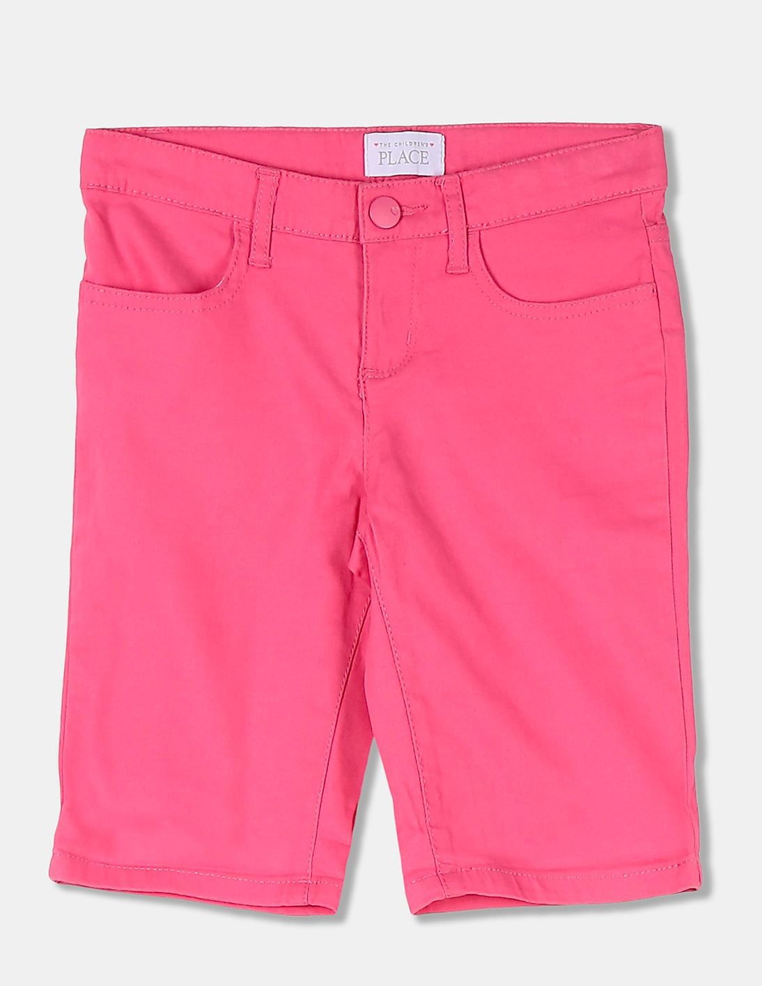 Buy The Children's Place Girls Dark Pink Solid Woven Skimmer Shorts