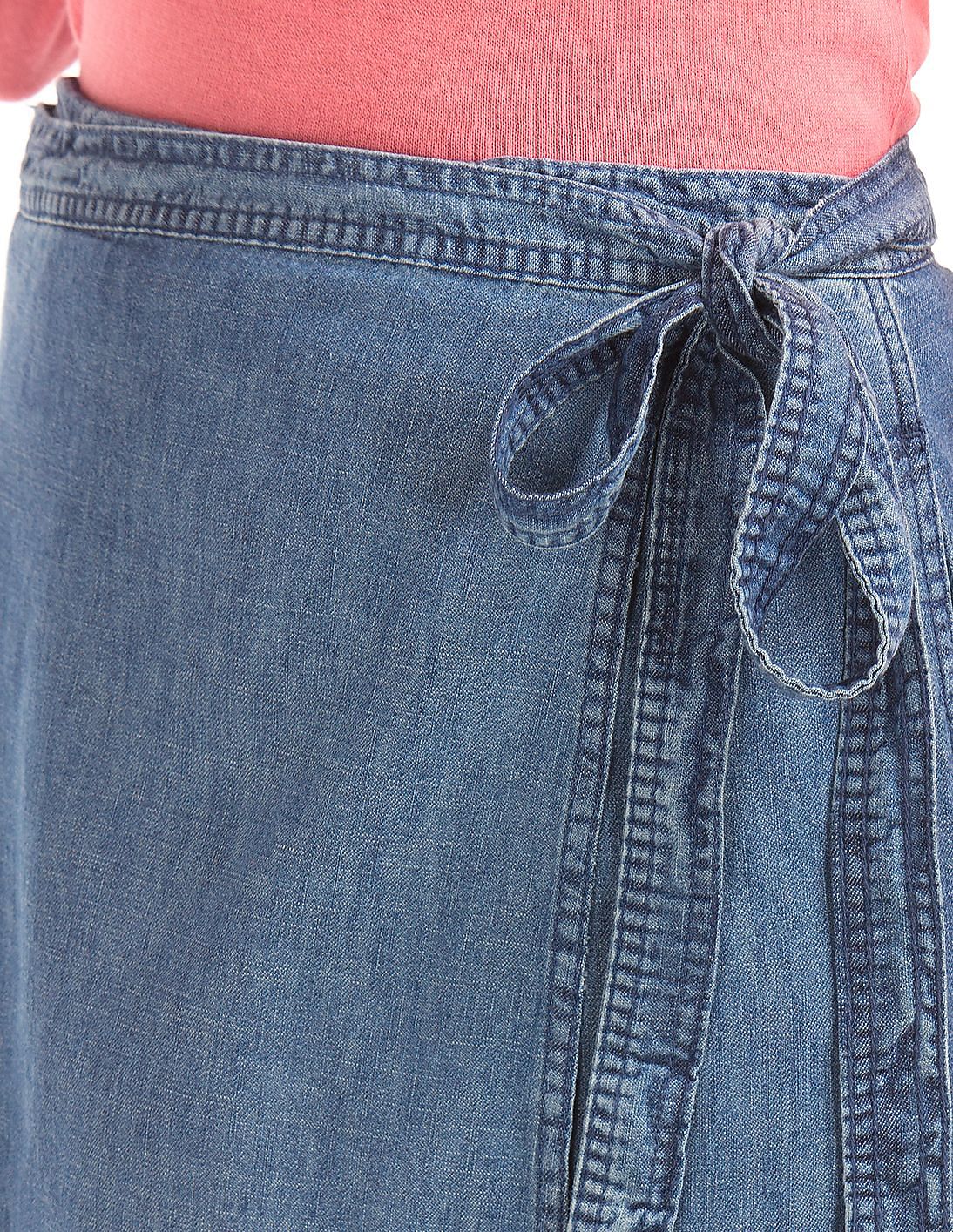Buy GAP Women Women Blue 1969 Denim Wrap Skirt - NNNOW.com