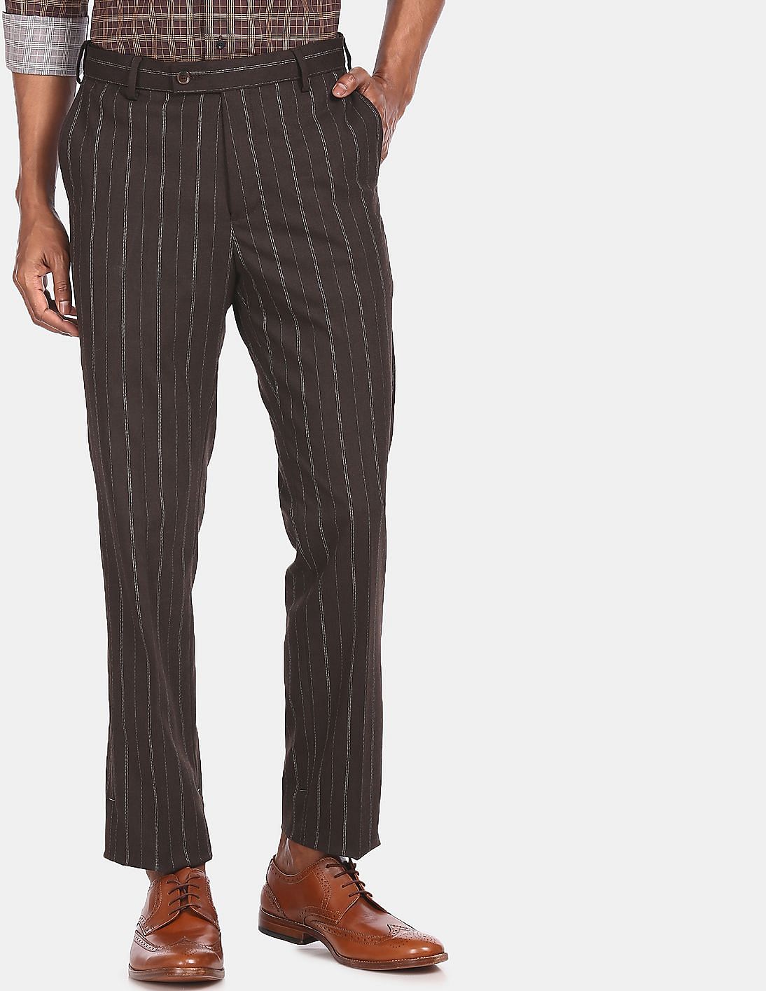 Streetwear Fashion Men Straight Trousers Men Casual Striped Printed Mid  Waist Fit Stretch Dress Pencil Long Pants - Walmart.com