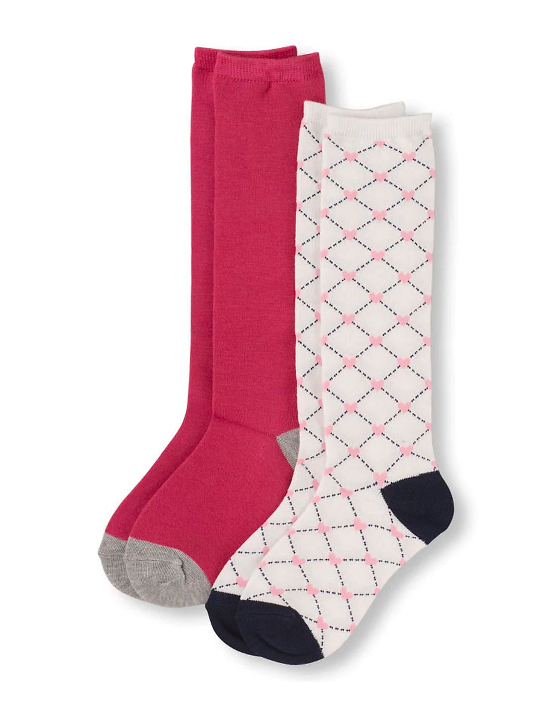 Buy The Children's Place Girls Girls Pink Heart Pattern Calf Socks ...