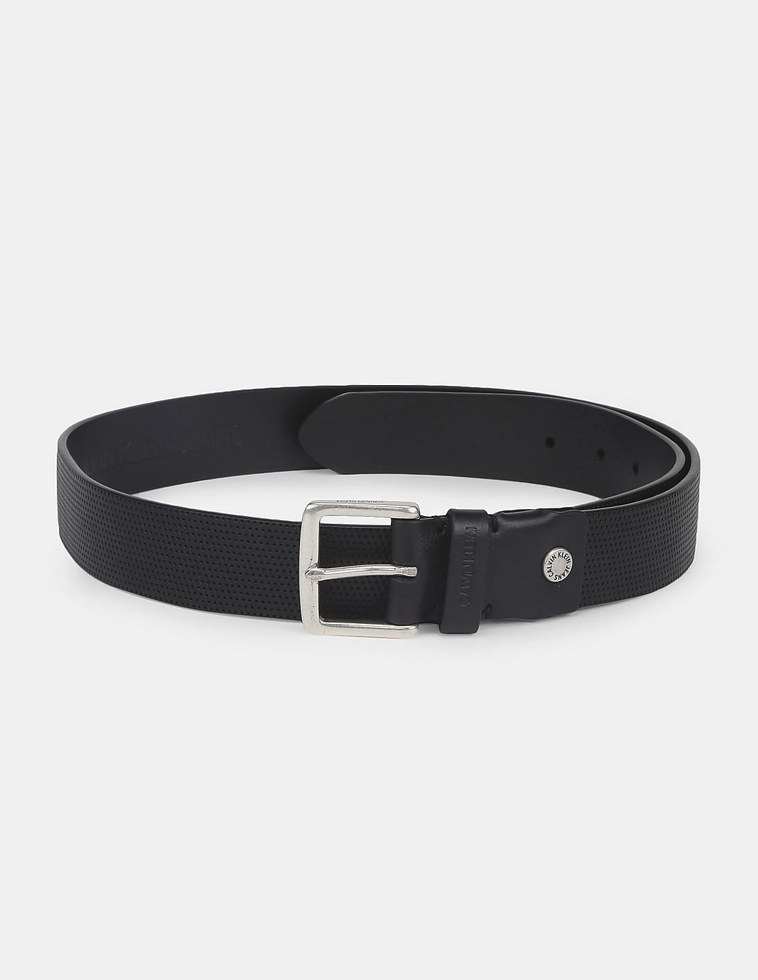 Buy Calvin Klein Men Black Perforated Leather Belt - NNNOW.com