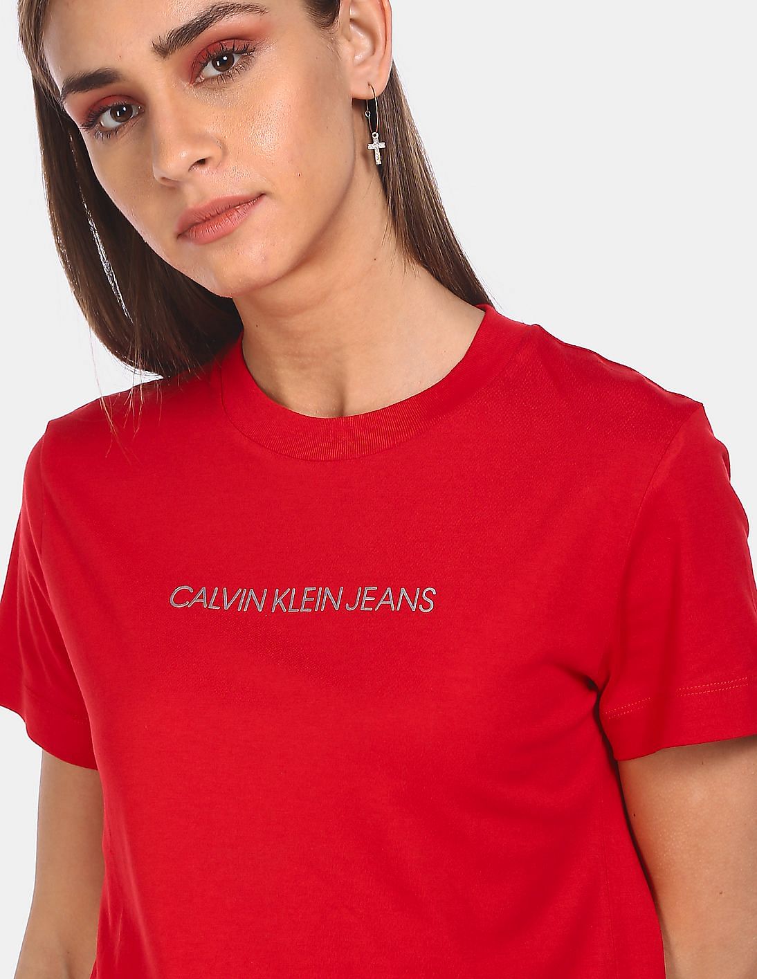 Calvin klein red t shirt womens hotsell