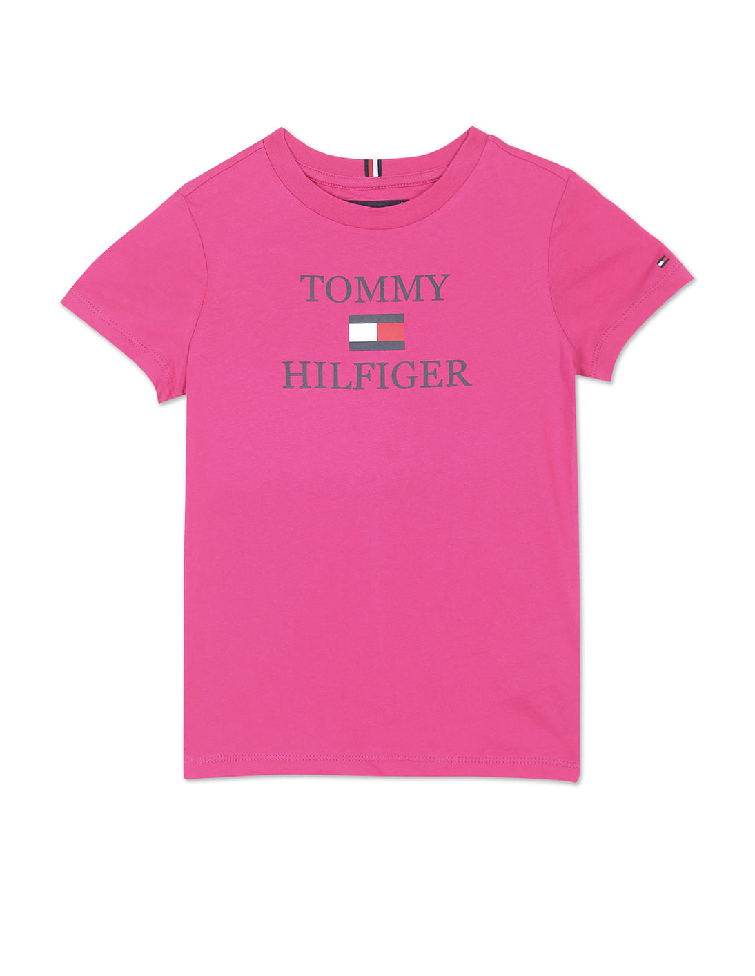 Buy Tommy Hilfiger Kids Boys Purple Brand Print Pure Cotton T-Shirt ...